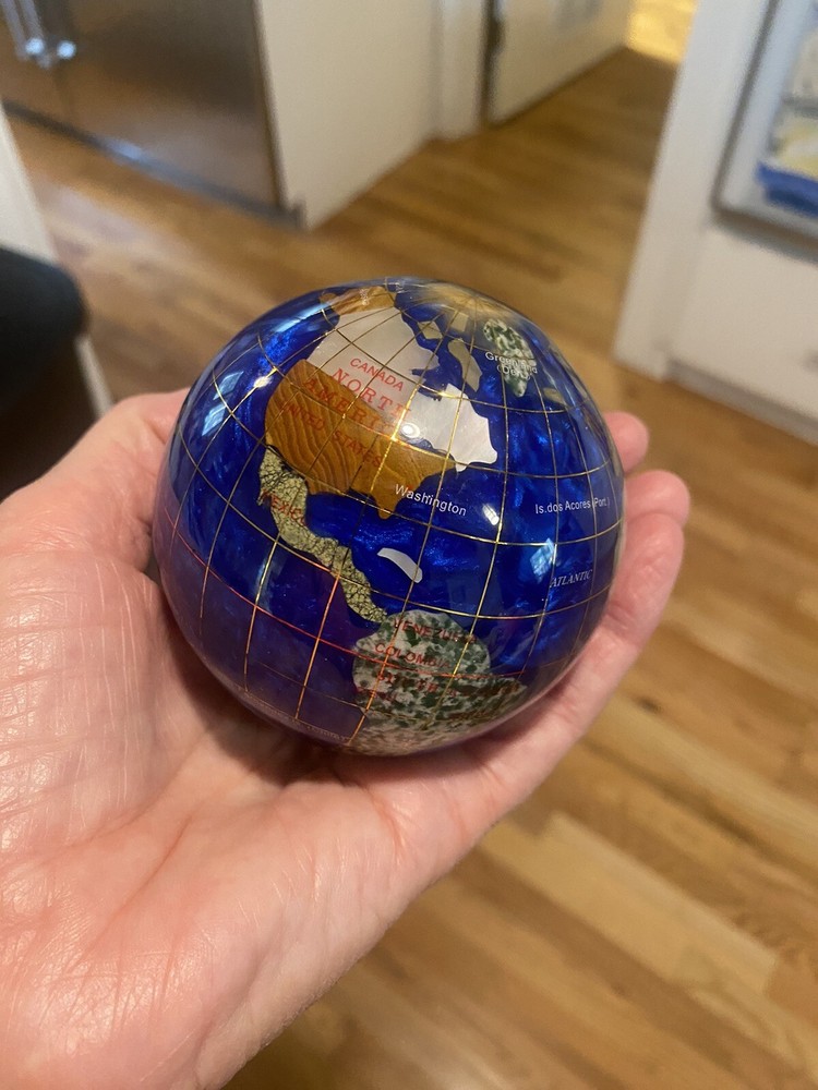 Alexander Kalifano Gemstone Globe Paper Weight Blue