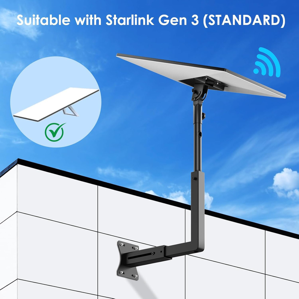 Starlink Mount, Adjustable Starlink Wall Mount Gen 3 with Telescoping Support Ar