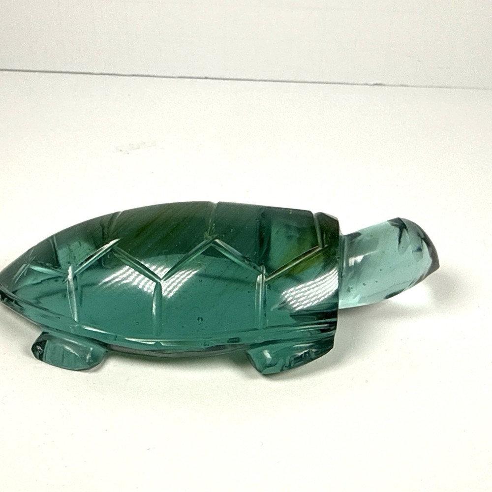 Hand carved Aqua Quartz Turtle Figurine