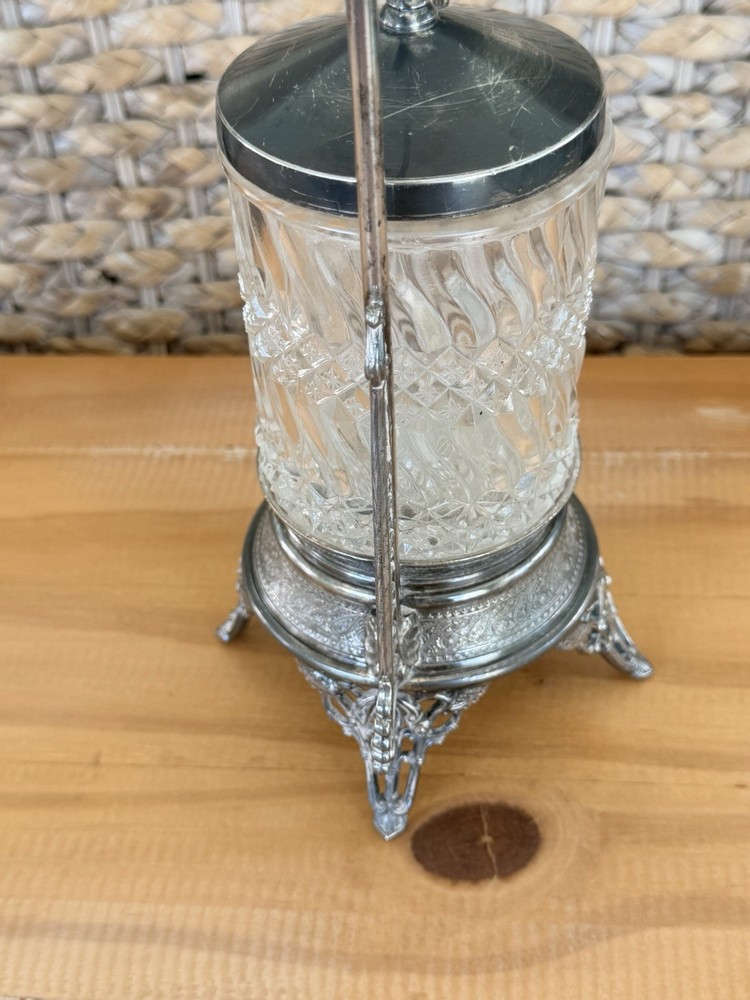 Reed & Barton 1280 Silver Plated Pickle Caster Serving Jar *READ*