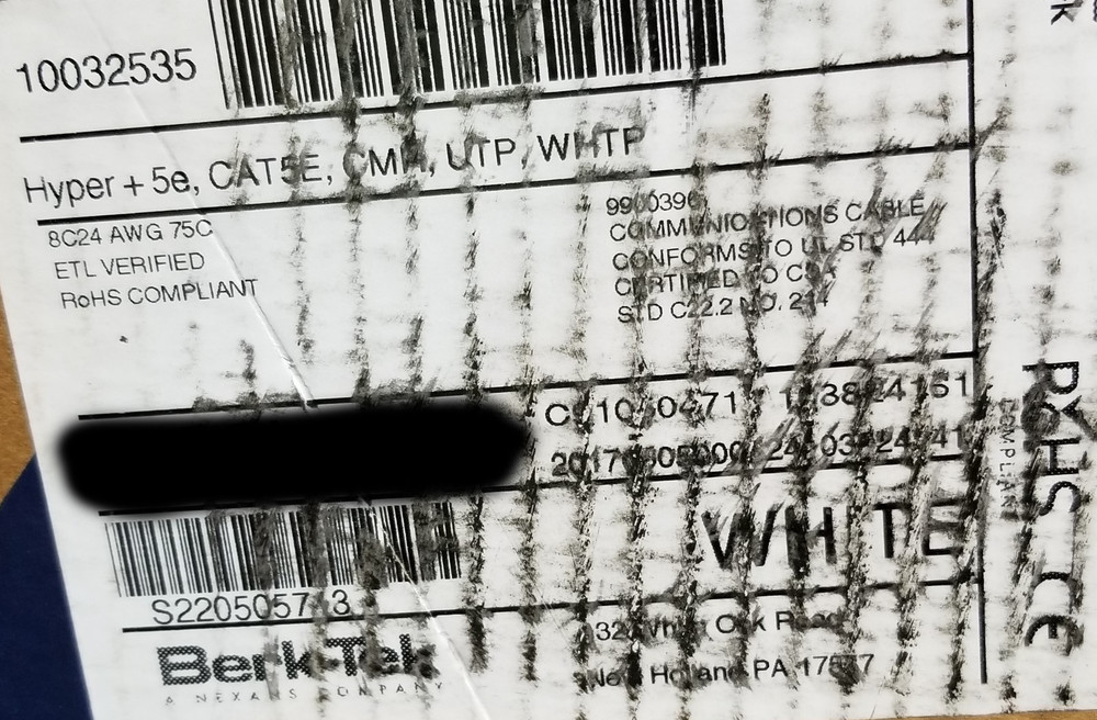 Berk-Tek 24/4P HyperPlus Cat5E Riser U/UTP Network Cable White /100ft