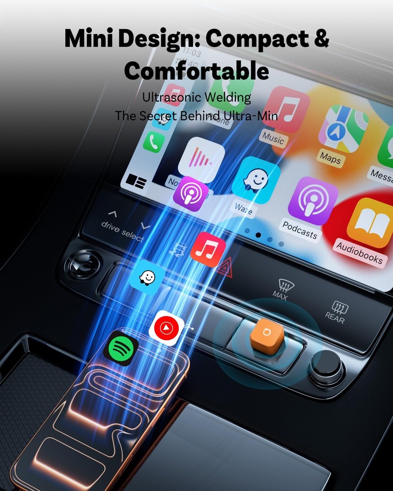 2026 New Mini Slim Orange, 2in1 Wireless CarPlay Adapter & Android Auto Adapt...