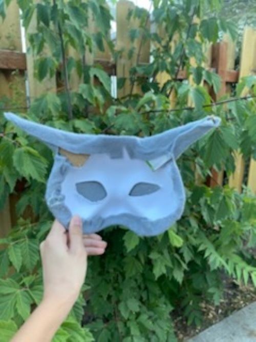 Simple grey cat mask no eyes