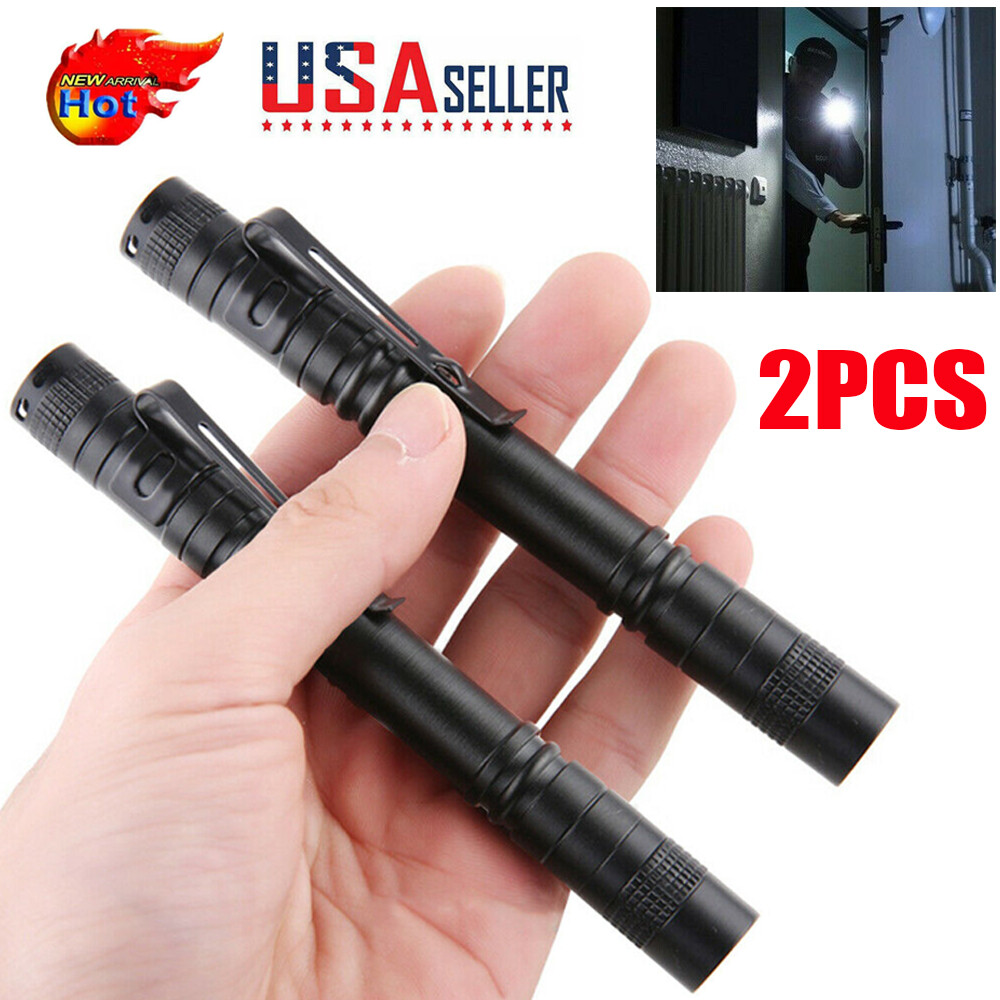 2x 900000LM Tactical Flashlight Small LED Torch Light Mini Super Bright Penlight