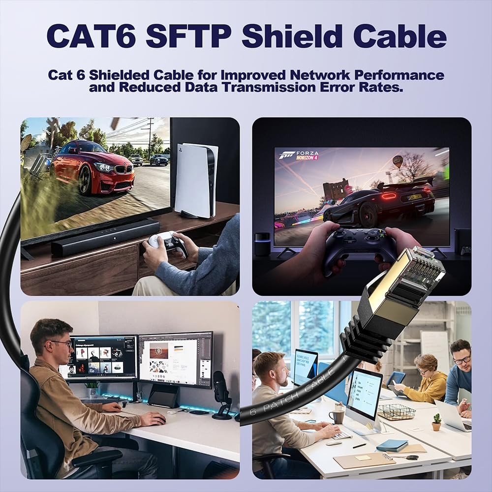 328FT Outdoor Cat 6 Ethernet Patch Cable,Cat6 Internet 328ft, Black
