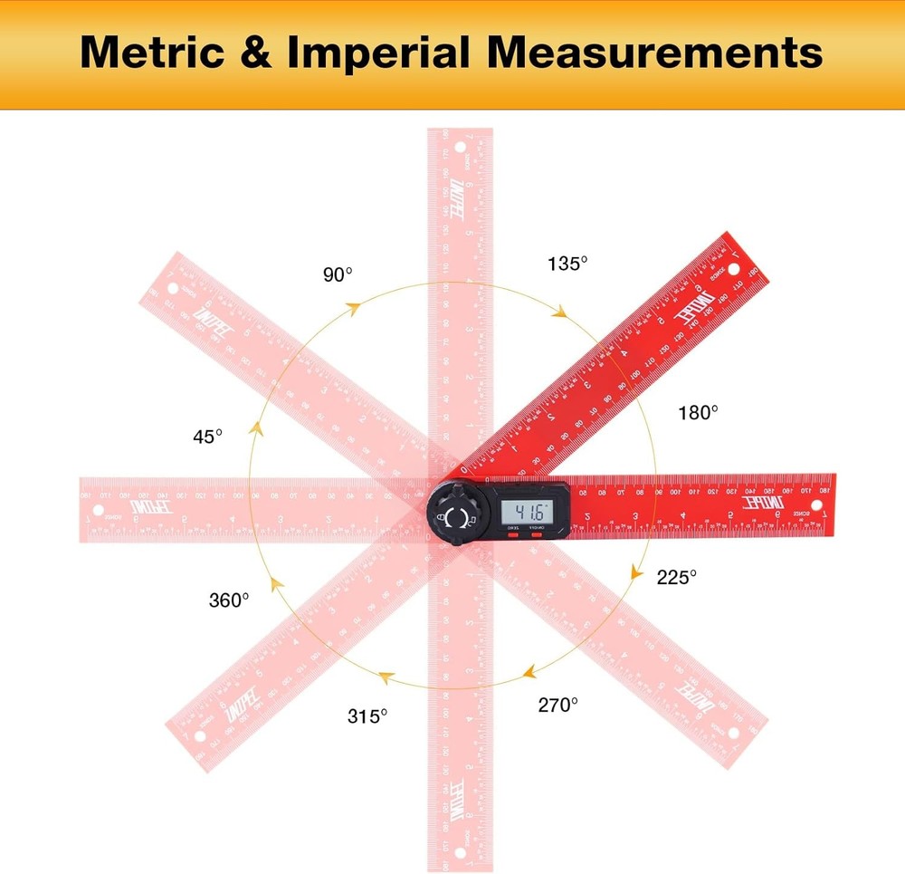 Digital Angle Finder Protractor, 7" / 200 mm Angle Measuring Tool with LCD Displ