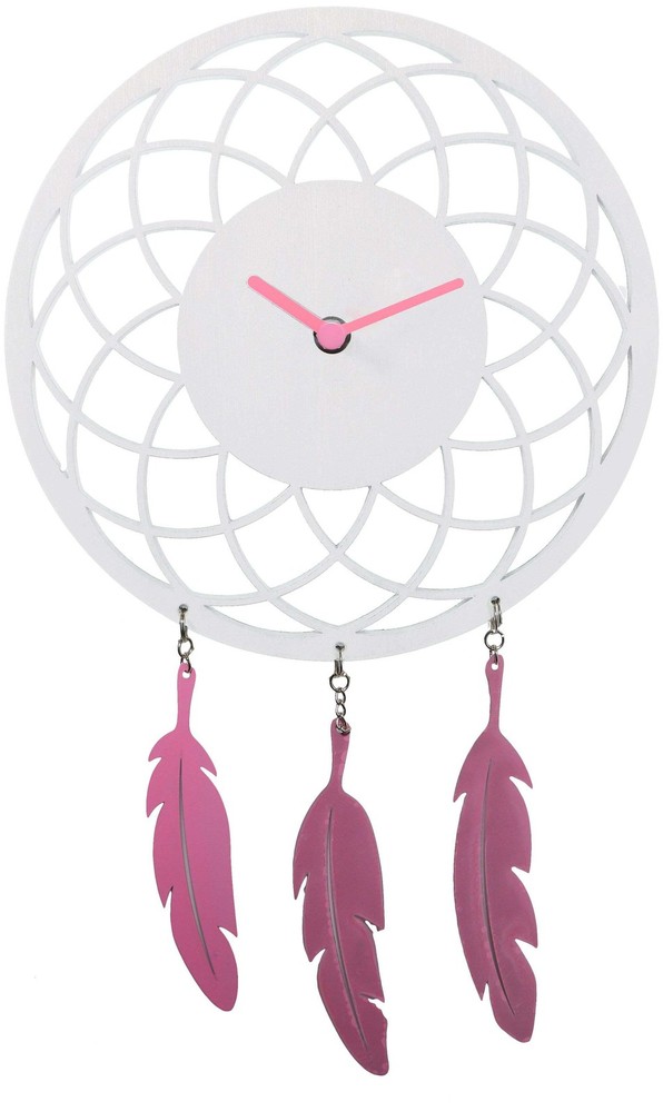 Dreamcatcher White Wood Wall Clock