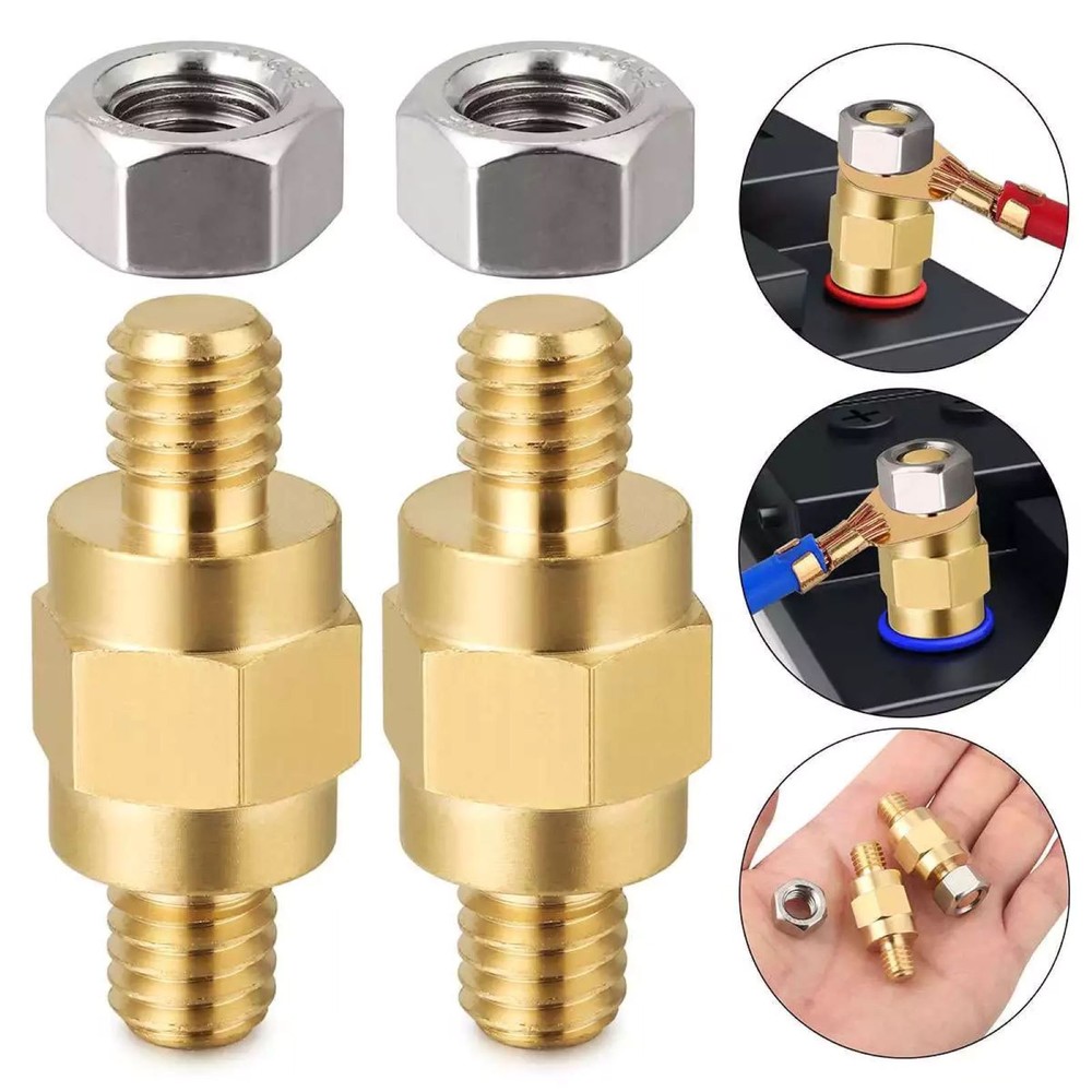 2pcs 3/8"-16 connector bolts Side Post Mount Battery Terminal Adapter Stud