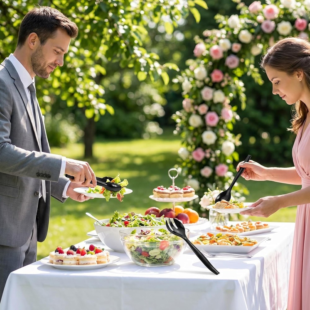 18Pcs Serving Utensils 10'' Plastic Serving Utensils Set Disposable Serving