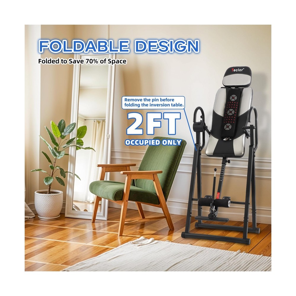Inversion Table,Advanced Heat and Massage Function,Strength Training Inversio...
