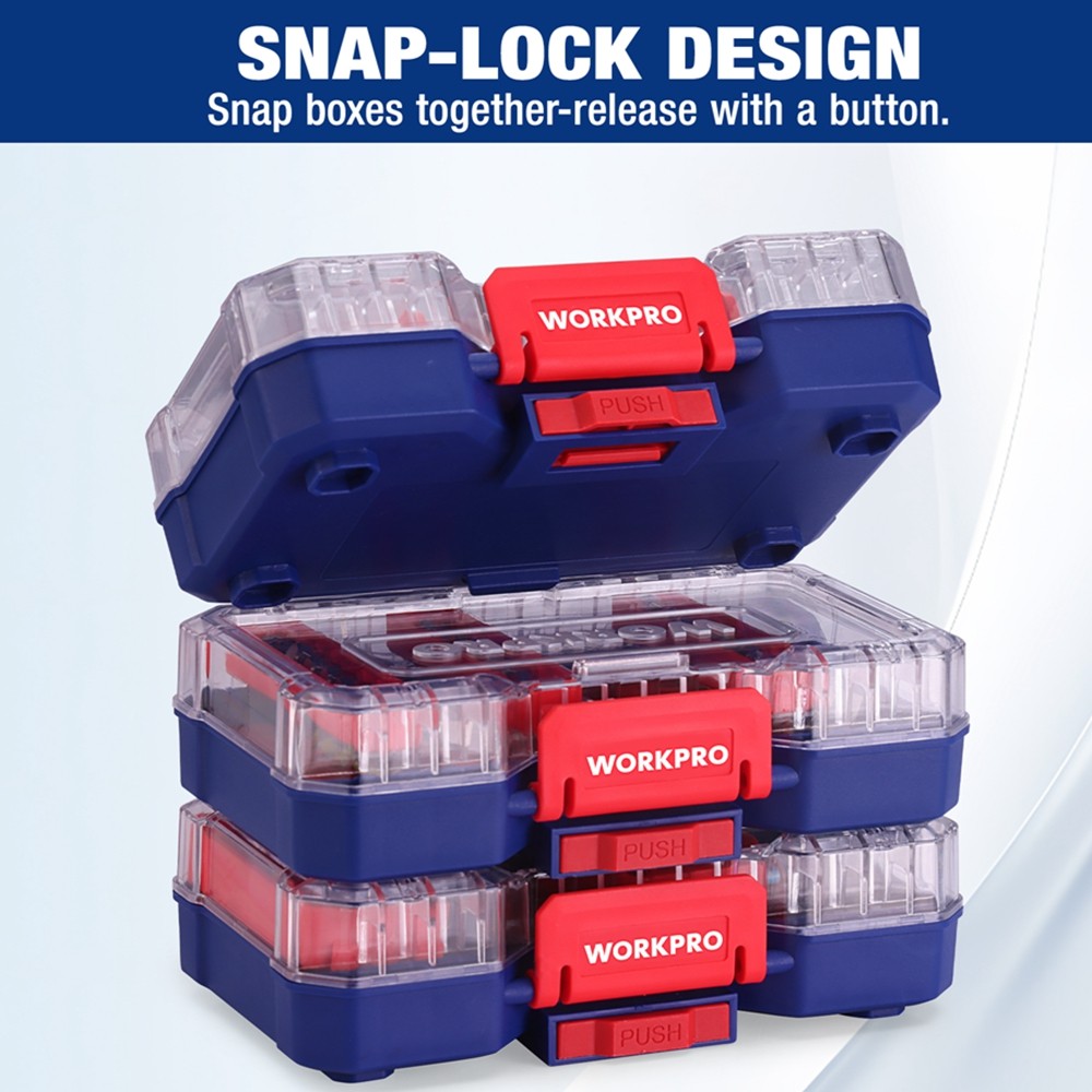 WORKPRO 3PCS Parts Organizer Stackable Hardware Storage Case Tool Box Organizers