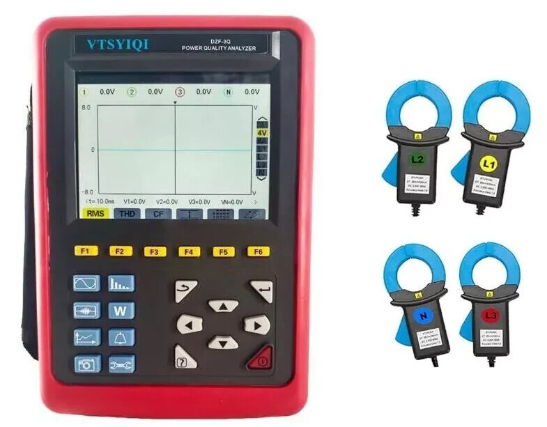 Three Phase Power Quality Meter Power Quality Analyzers 4pcs Clamps 0.10A~100A
