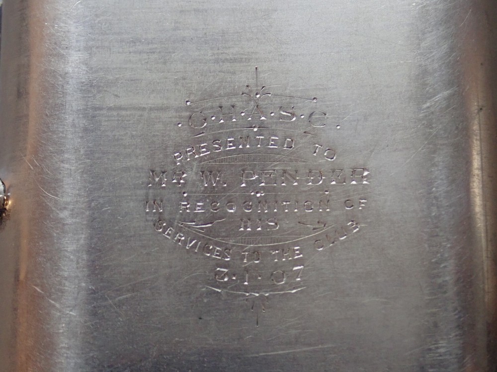 1907 Silverplated Cigarette Case, Excellent Condition, Inscribed