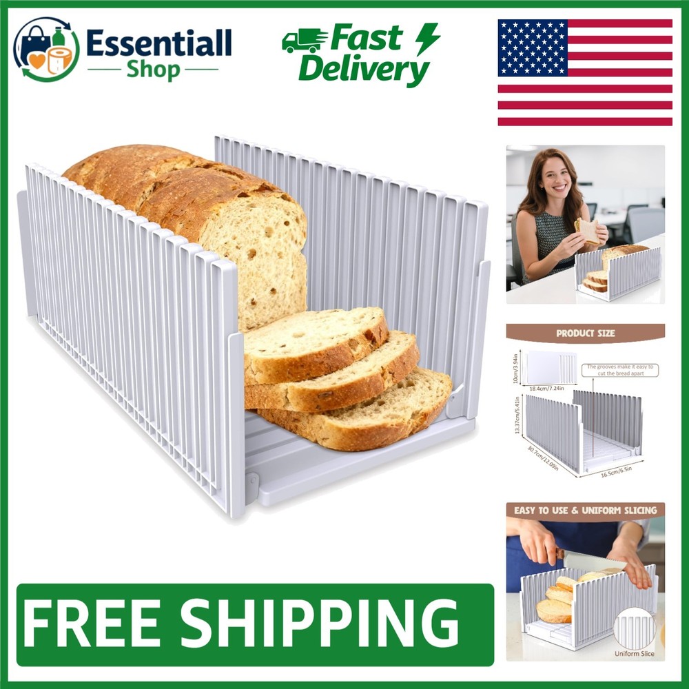 Adjustable Bread Slicer - Foldable Portable Kitchen Tool for Perfect Homemade...