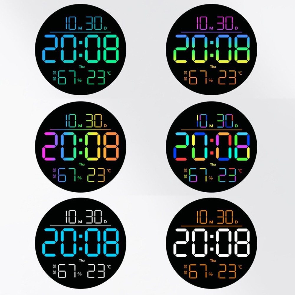 RGB Wall Clock with Remote Control Date Temp Humidity and Timer Function