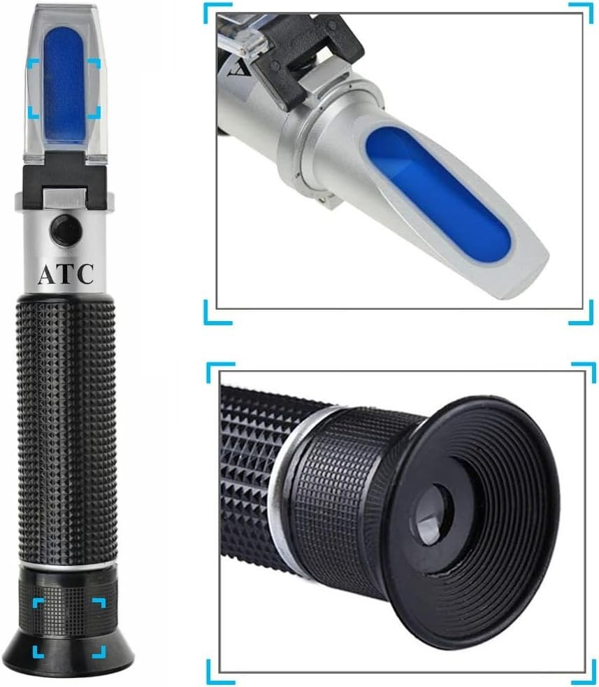 0-100 PPT Salinity Refractometer with Temperature Compensation & Hard Case
