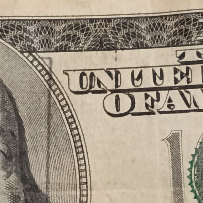 $1 US Error Note Misprint Misaligned 'UNITED' Text