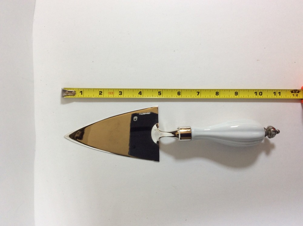 Wedding Cake Server Silver Plate with Ceramic Handle