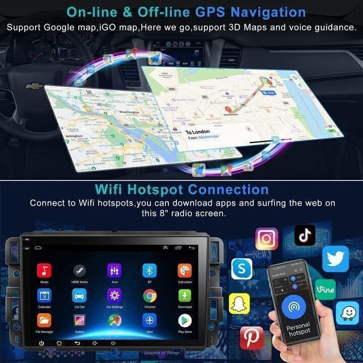 For 2008-2024 Chevrolet Express 8" Android 13 Carplay Car Stereo Radio GPS Navi