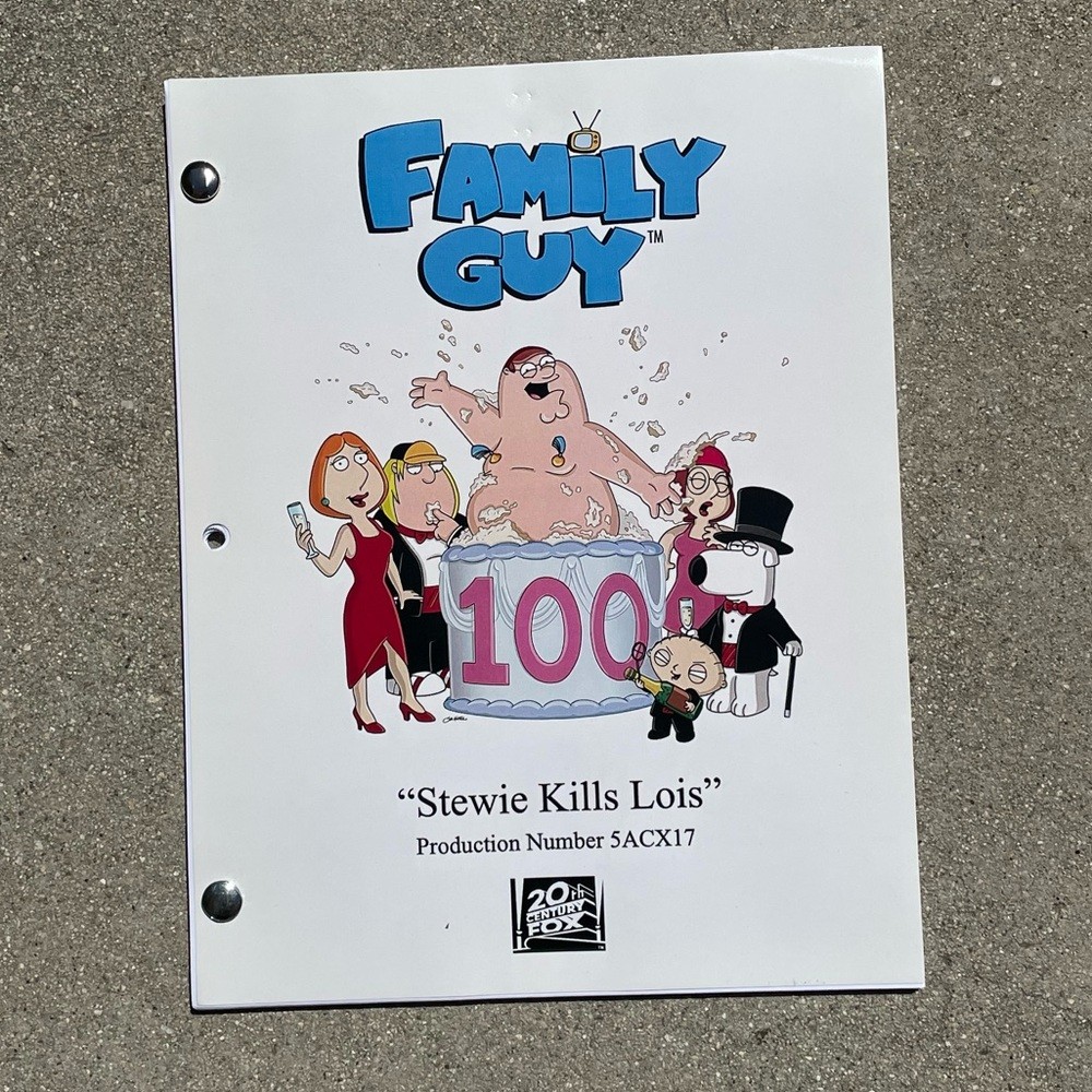 Family Guy 100th Episode SET Stewie Kills Lois Scripts + Casting Dept Notes