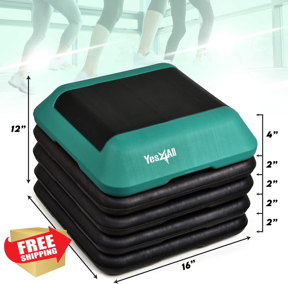 Yes4All Aerobic Step Platform Stackable Risers Adjustable Height