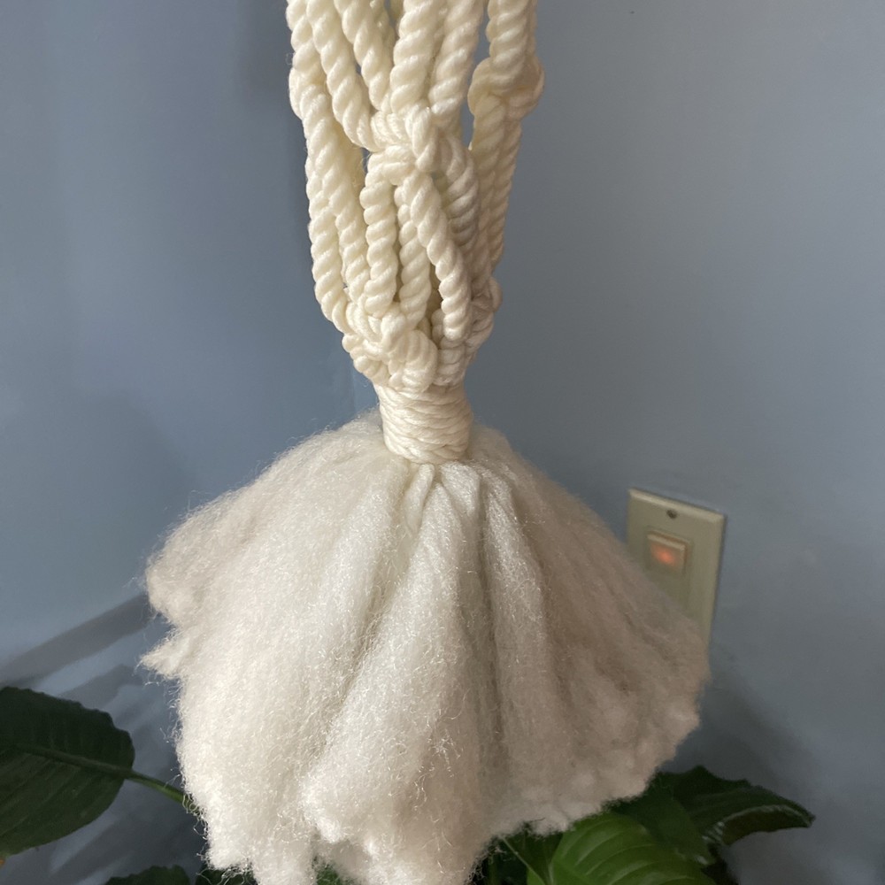 Vtg Macrame Boho Plant Hanger With Ceramic Birds. 4 Ft .