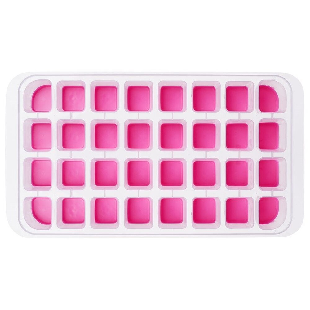 Ice cube tray for 32 ice cubes with silicone base, easily removable, large