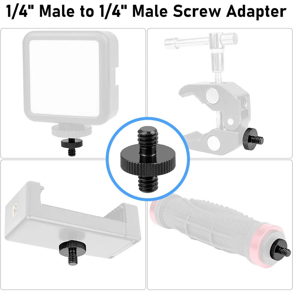 Threaded Tripod Screw Adapter Double Head Stud Standard Mounting Thread Black