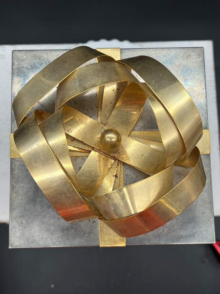 Godinger Two Tone Medium Present Box 6" Square 8"H with Bow Tarnished