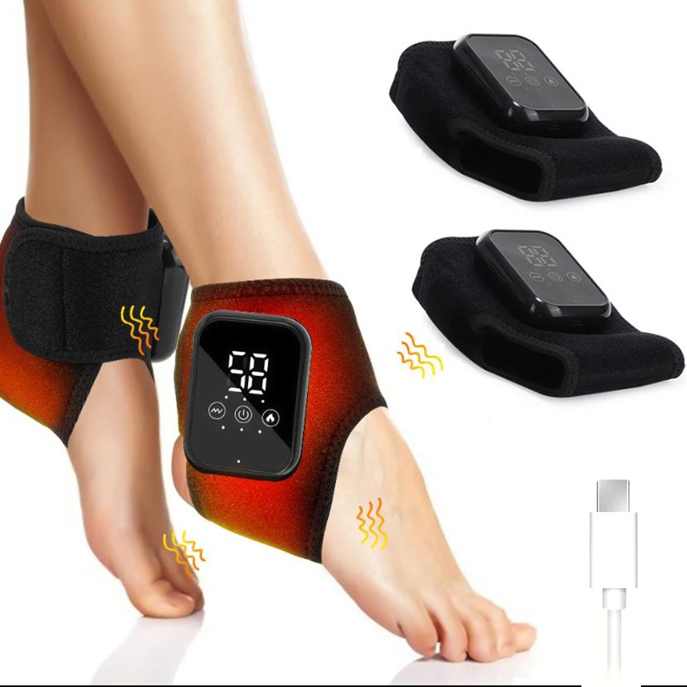 2x Electric Foot Ankle Massager Heating Vibration & Hot Compress Pain Relief
