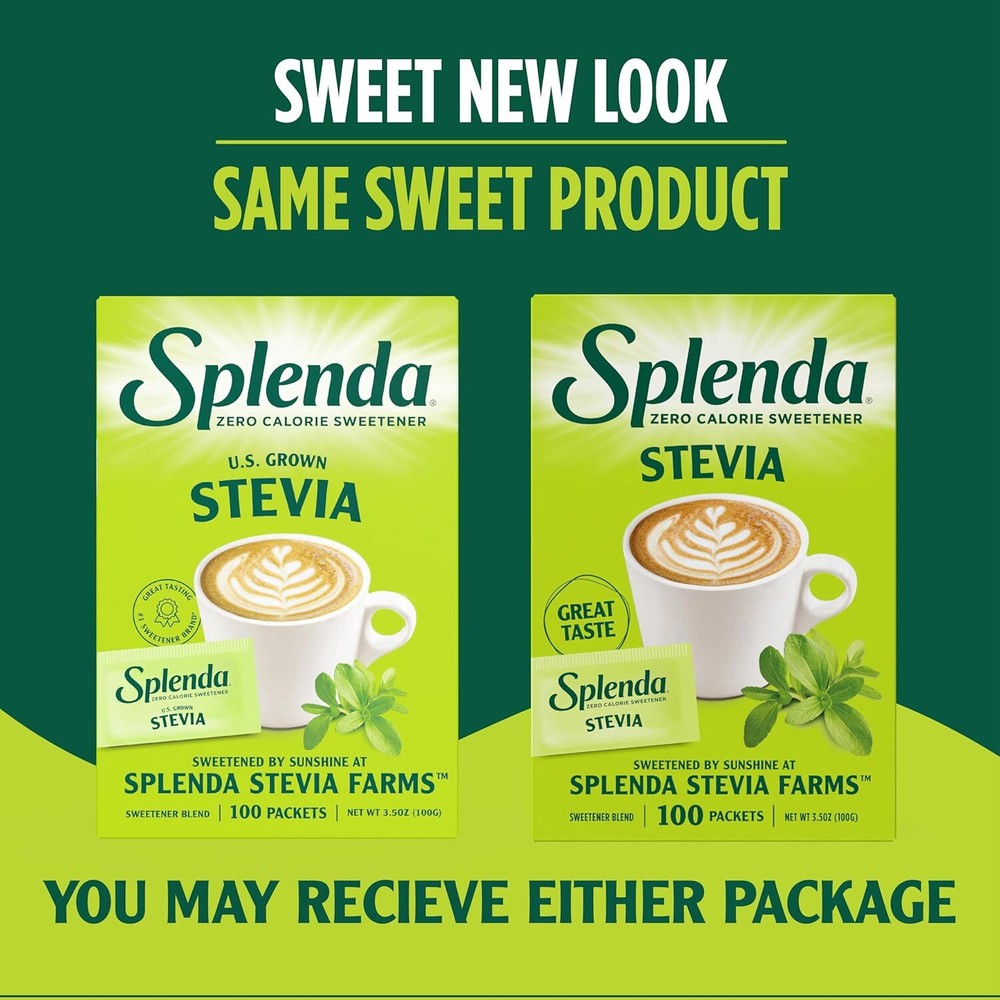 SPLENDA Stevia Zero Calorie Sweetener, Sugar Substitute Packets, 100 Count (Pack