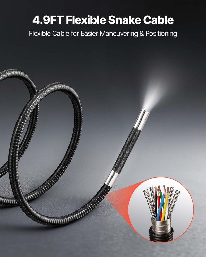 Articulating Endoscope with Light, Plumbing (4.9FT Snake Cable)