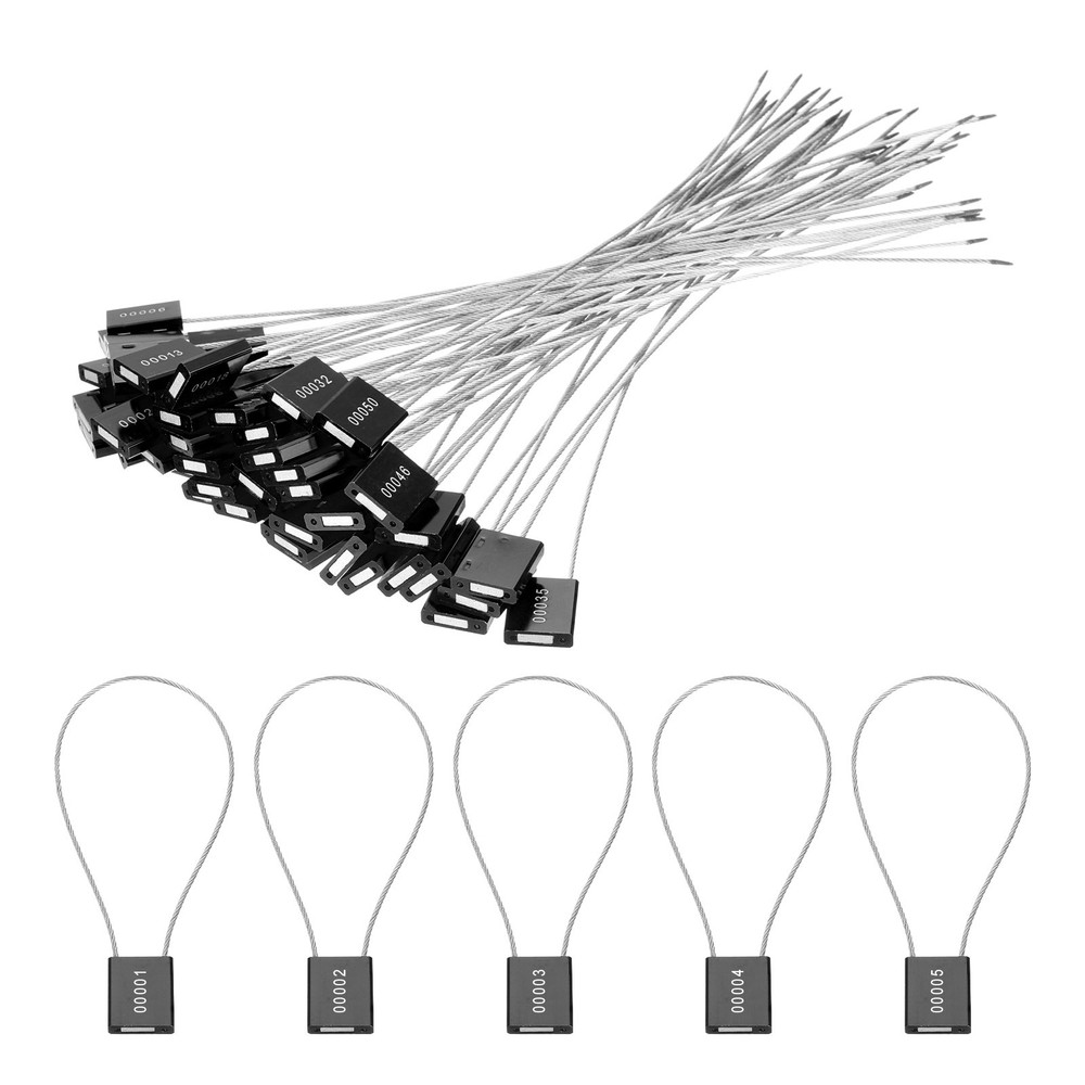 100Pcs Security Cable Seals 13" Numbered Tamper Proof Seal Self Locking Black