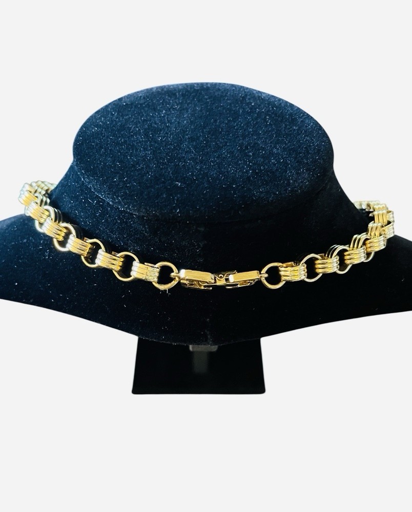 GIVENCHY Circle Link Gold Tone Chain Long Necklace