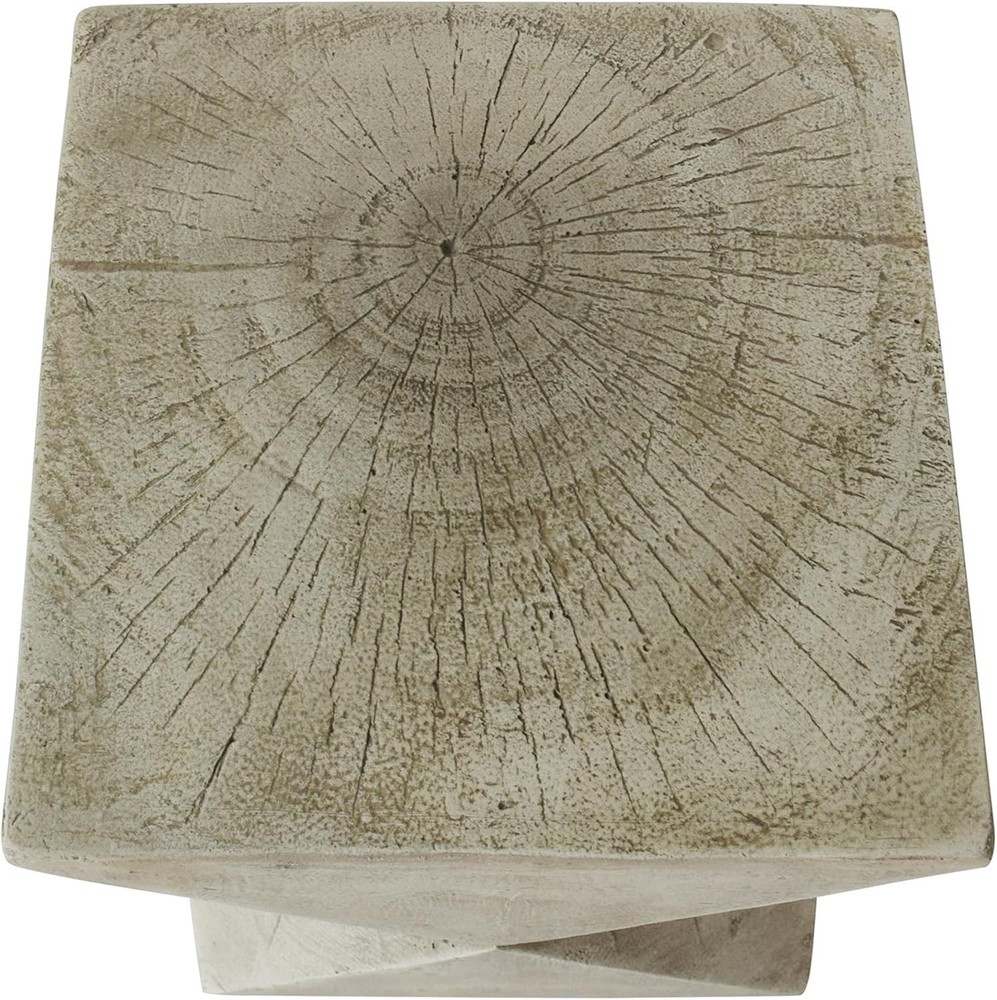Stylish Light Gray Concrete Side Table with Abstract Design - No Assembly Needed