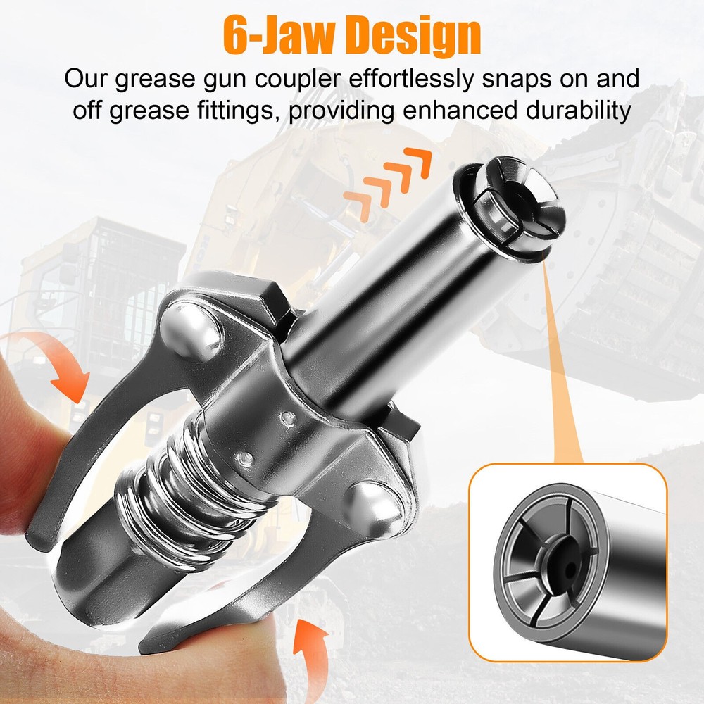 Grease Coupler Heavy-Duty Quick Release Grease Gun Coupler NPT 1/8"Double Handle