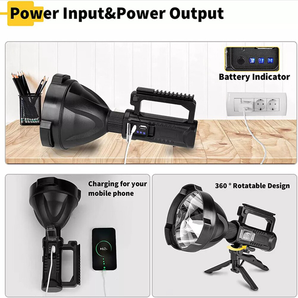 Spotlight 9000000 Lumens Handheld Hunting Flashlight Led Spot light Rechargeable