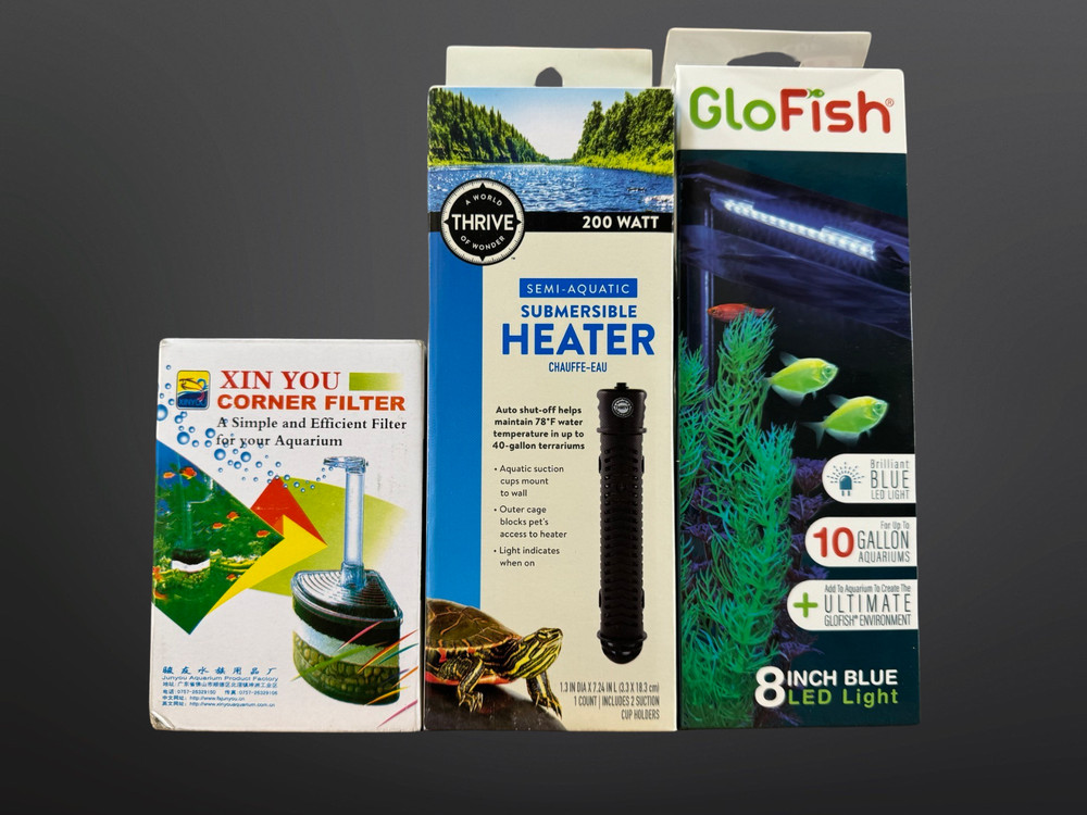 Aquarium Miscellanious Equipment Bundle (heater, filter, & light)