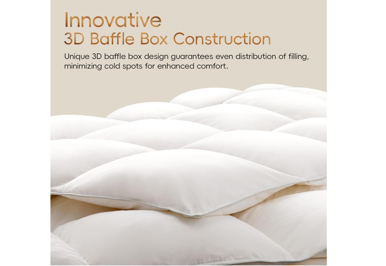 Goose Feather Down Comforter - 900+ Fill Power Medium Queen (Upgraded) White