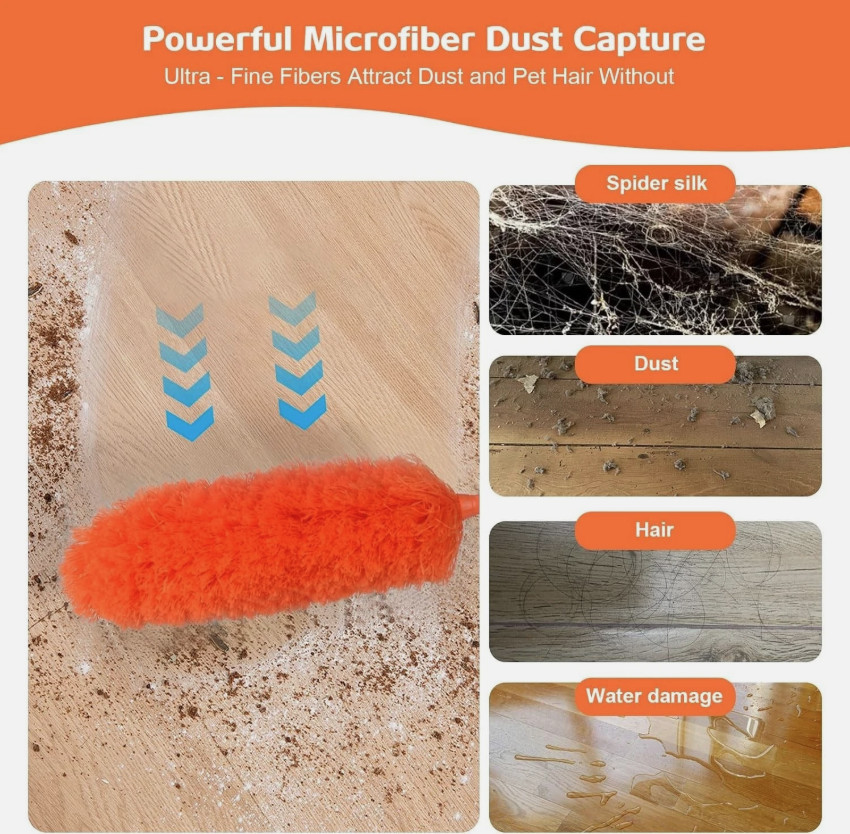 Microfiber Feather Duster Extendable Duster with 30'' to 100'' Telescoping Exten
