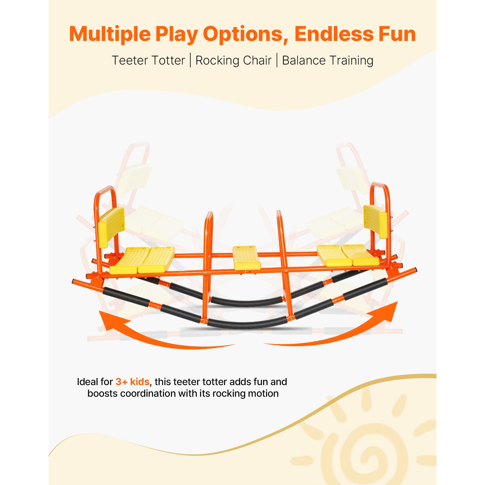 Kids Seesaw 200 lbs Capacity Metal Rocking Teeter Totter with Handles