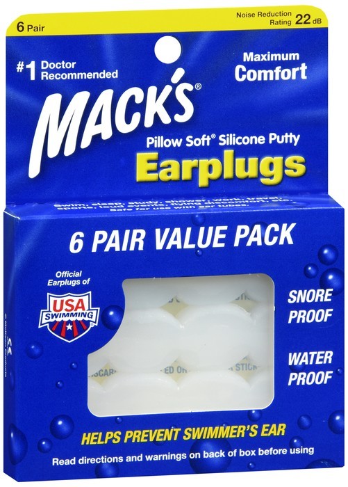 Mack's Pillow Soft Silicone Putty Earplugs 6 PR
