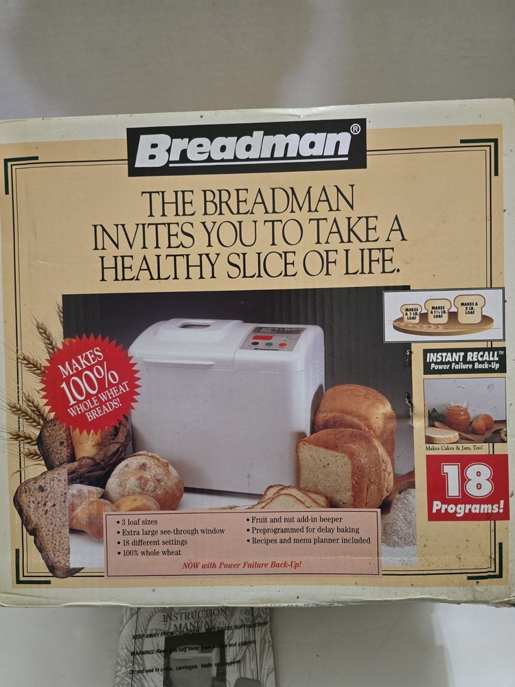 Breadman TR560 Bread Maker Machine 2lb Automatic Bread Machine White New