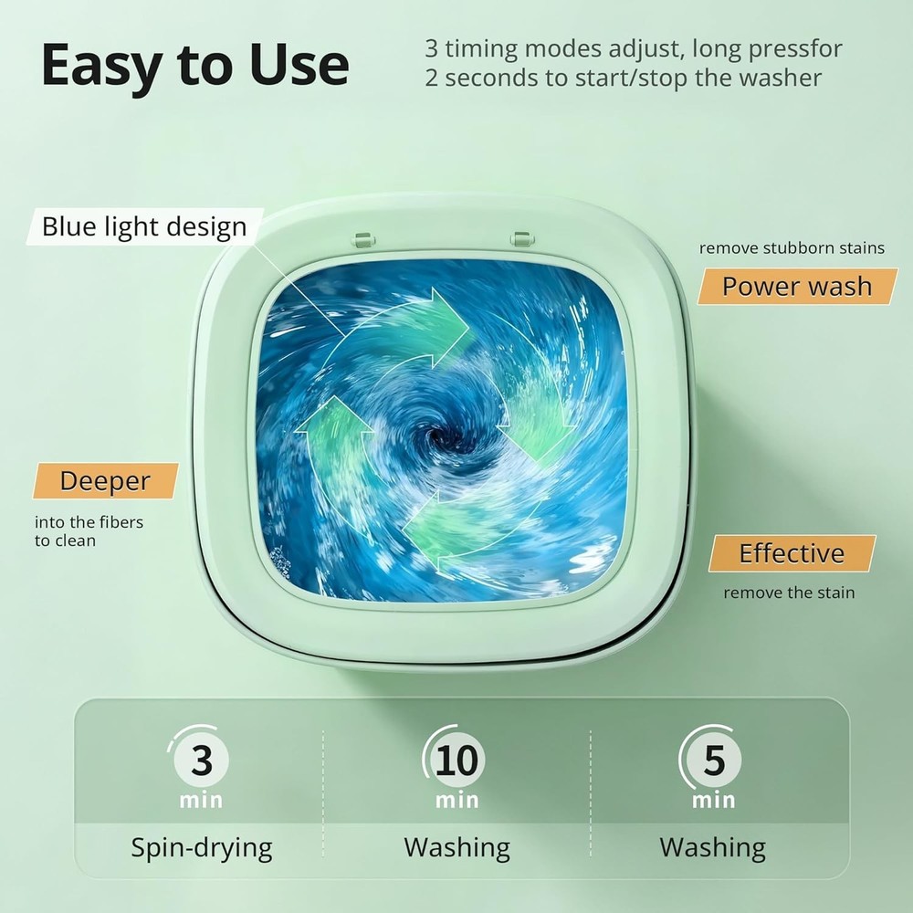 16L Portable Washing Machine with Spin Basket - Foldable & Lightweight Design