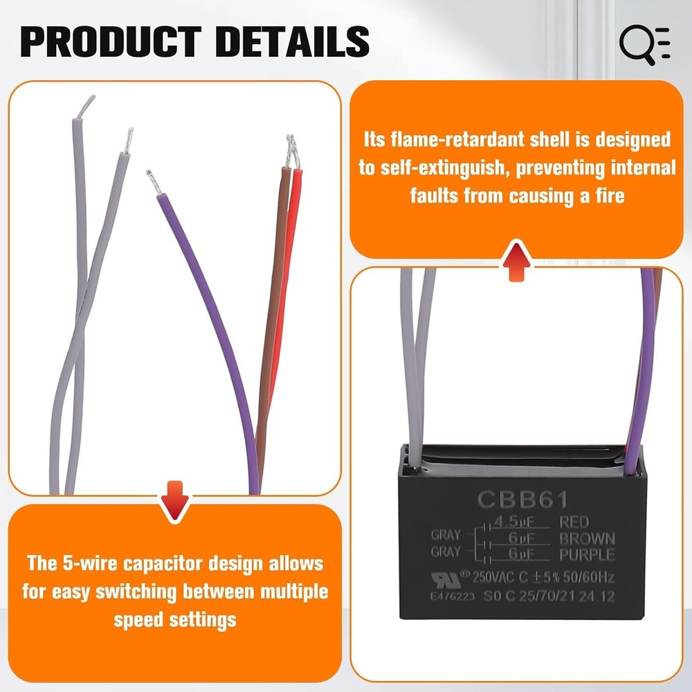 Efficient Ceiling Fan Capacitor 5-Wire - Compatible with NEW TECH Models