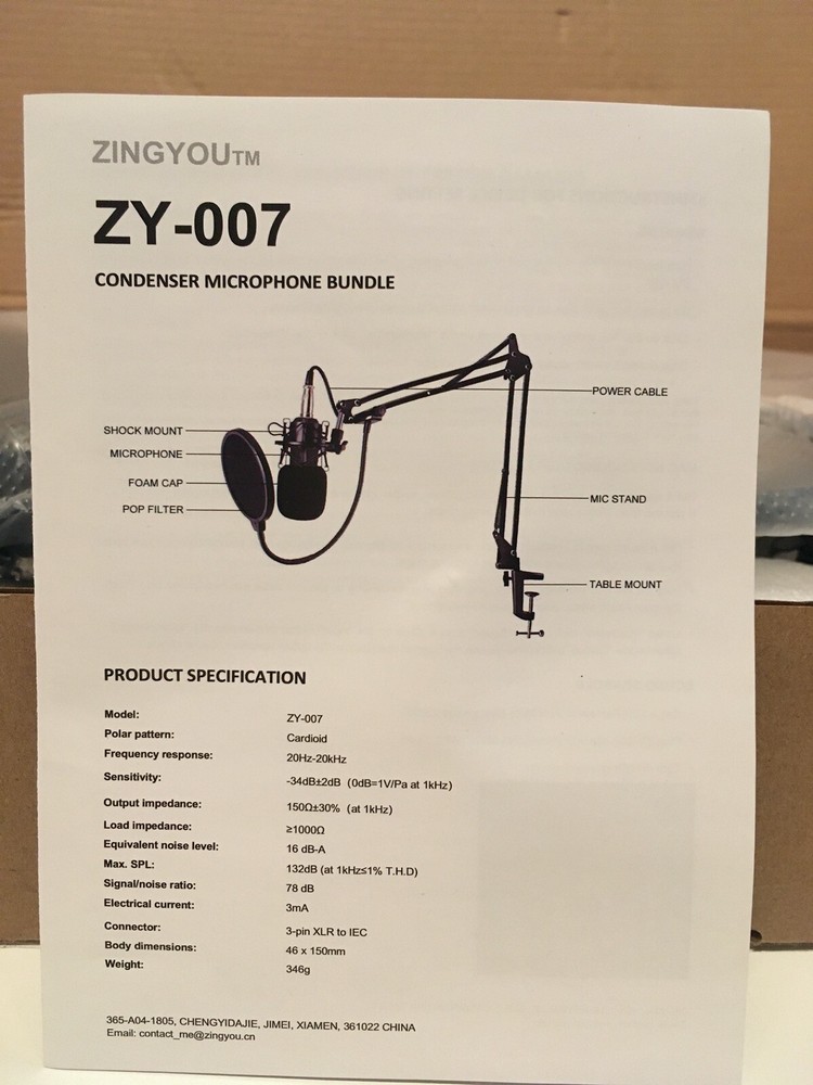 ZINGYOU Condenser Microphone Bundle, ZY-007