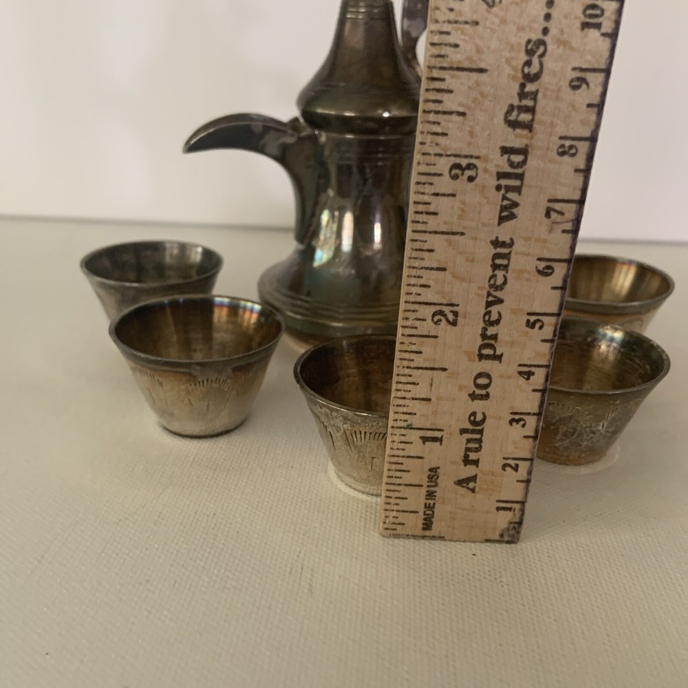 VINTAGE ETCHED MIDDLE EASTERN COFFEE TEA SET