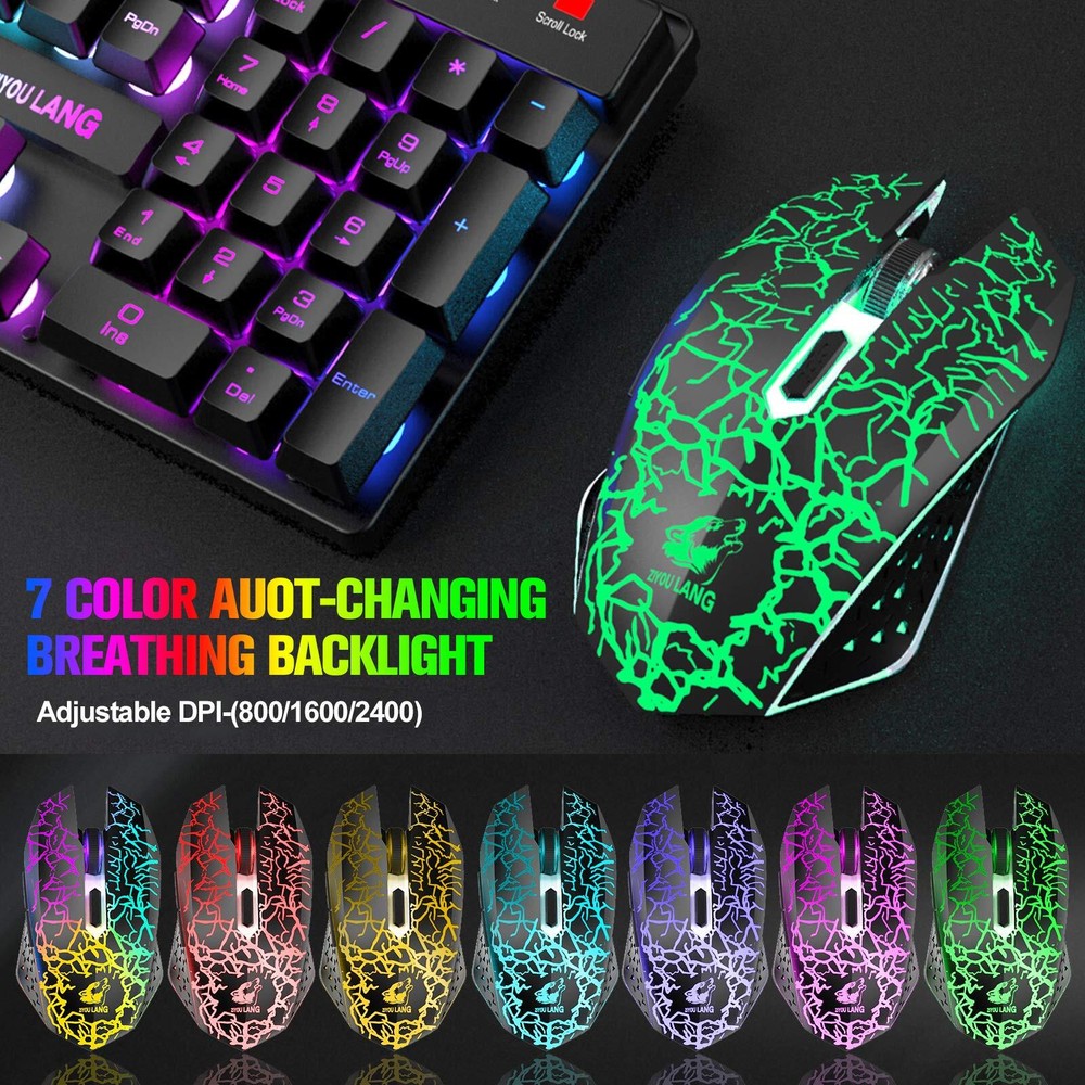 Wireless Rainbow Backlit Gaming Keyboard and Mouse Combo for PS4 Xbox PC MAC