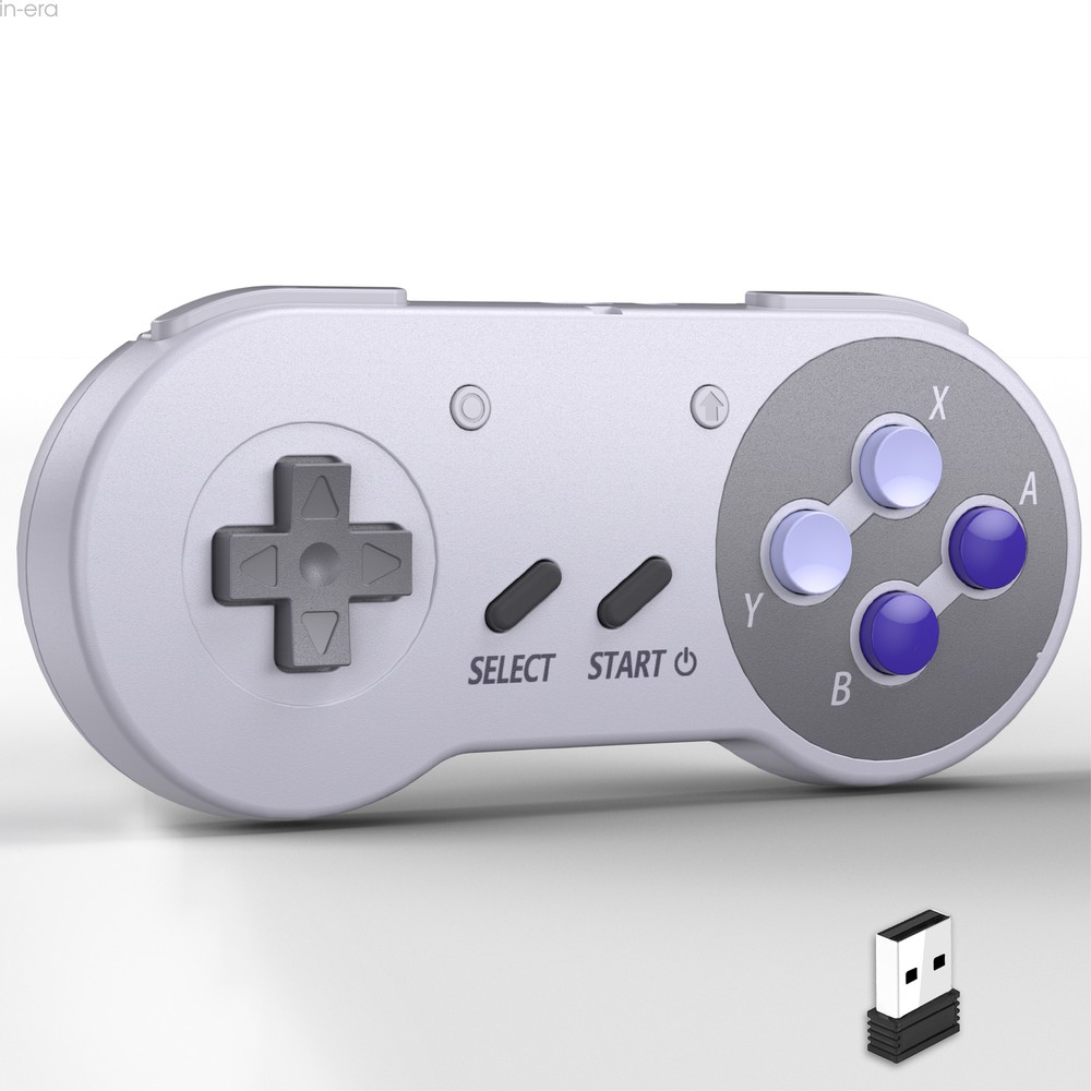 Wireless SNES Controller Gamepad Joystick & USB Receiver for PC Mac Video Games