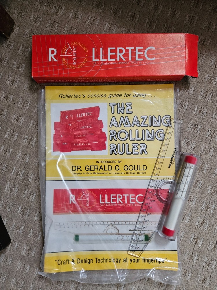 Vintage Rollertec Amazing Rolling Ruler Geometry Tech Drawing & Navigation 30cm